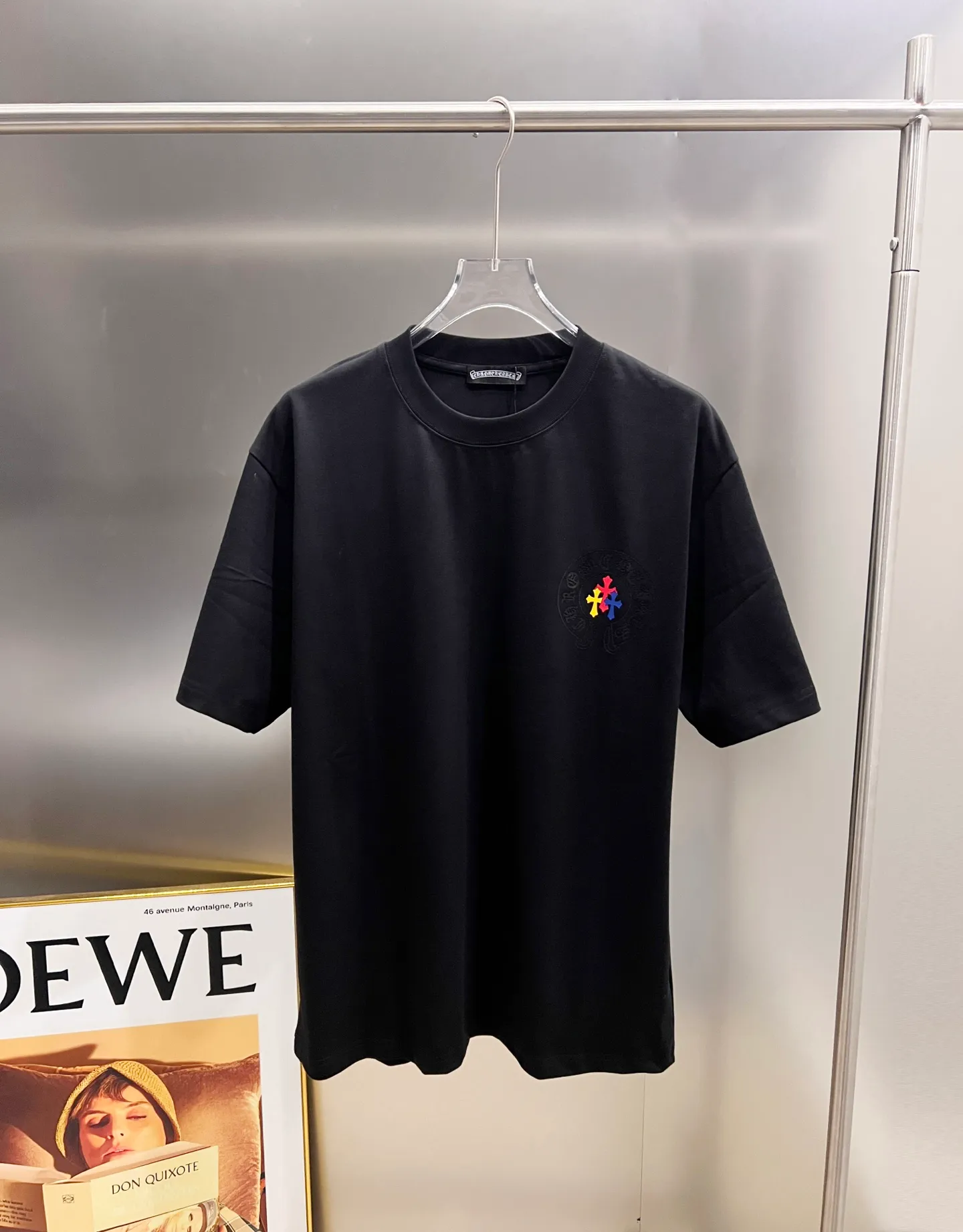 🅿️190 CH Crow 2025 Autumn and Winter New Short-sleeved T-shirt Horseshoe Sanskrit word craft Cross foam craft design The real thing is great🔥Same style for men and women, loose version Size S M L XL XXL Five sizes black white